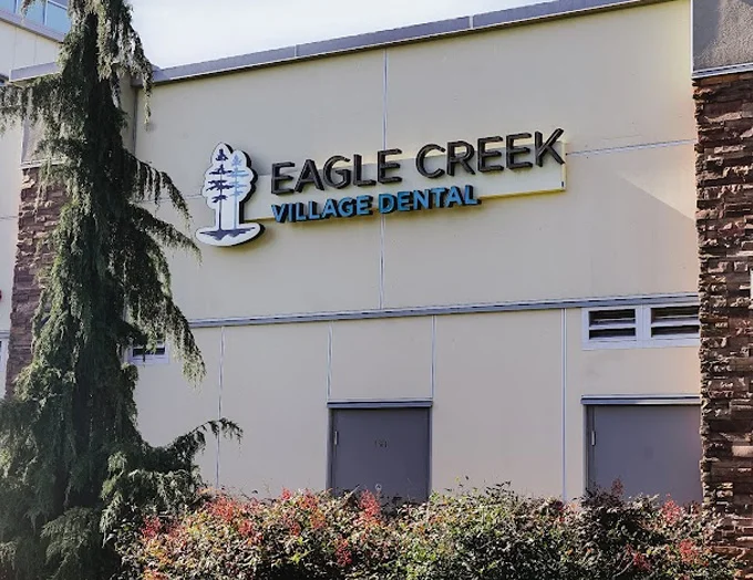 exterior sign for eagle creek village dental